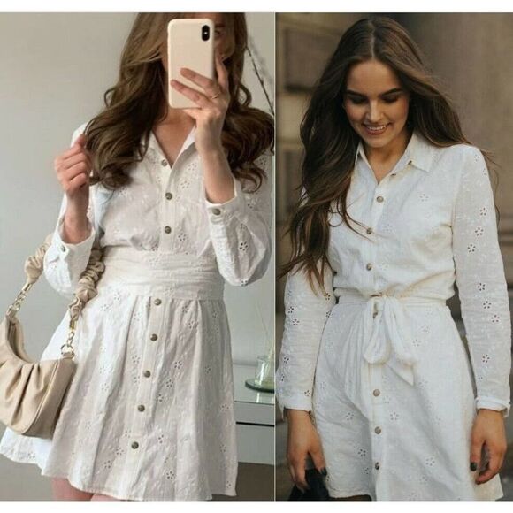 ZARA Openwork Eyelet Embroidered Short Belted - Picture 7 of 7